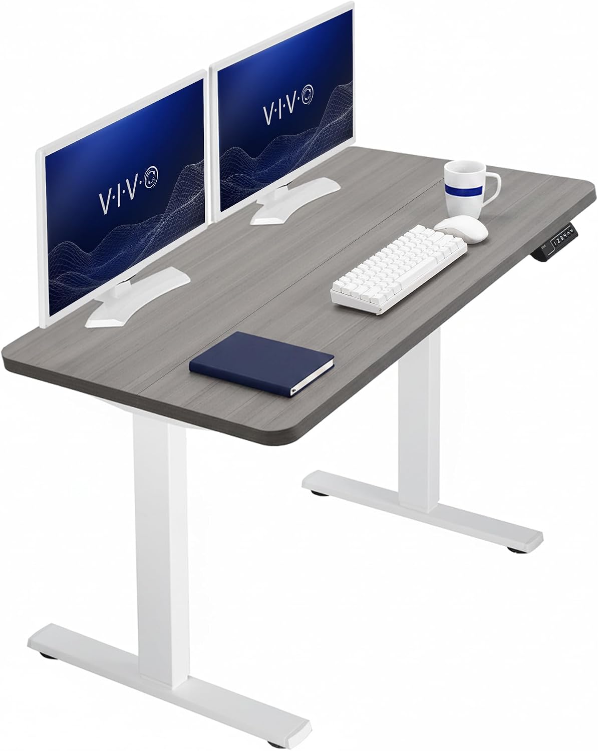 VIVO Electric 63 x 32 in Standing Desk, Memory Height Adjustment, 1B Series, Holds 220 lbs, Dark Walnut Top Black Frame, DESK-KIT-1B1D