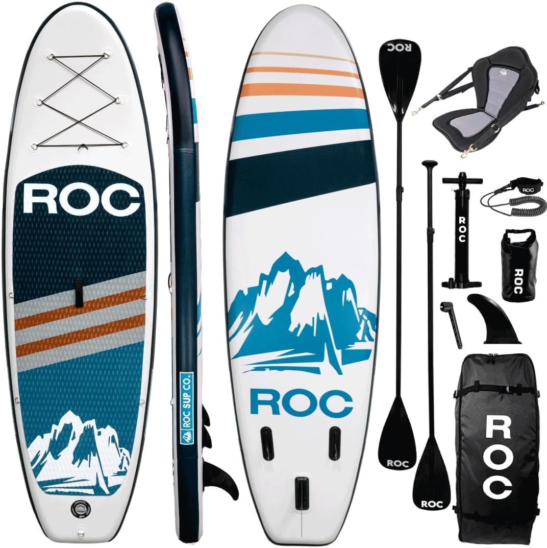 Roc Inflatable Stand Up Paddle Board 10' 6" with Premium SUP Paddle Board Accessories, Wide Stable Design, Non-Slip Comfort Deck for Youth and Adults