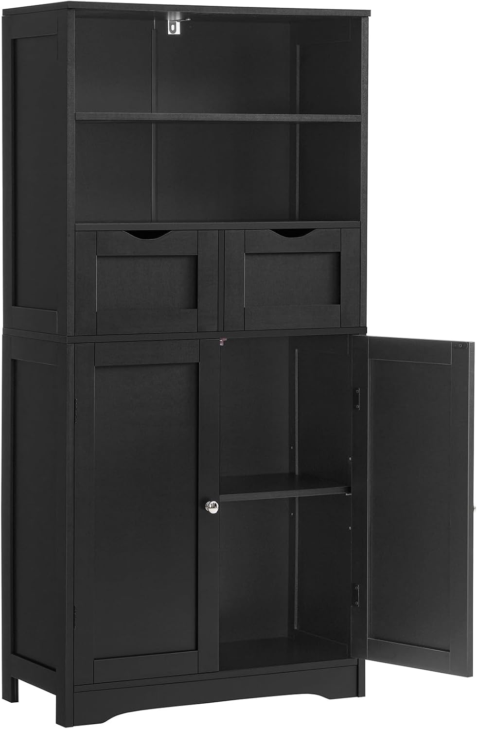 Iwell Storage Cabinet with 2 Drawers and Adjustable Shelves, Cupboard, Floor Cabinet for Living Room, Home Office, Rustic Brown