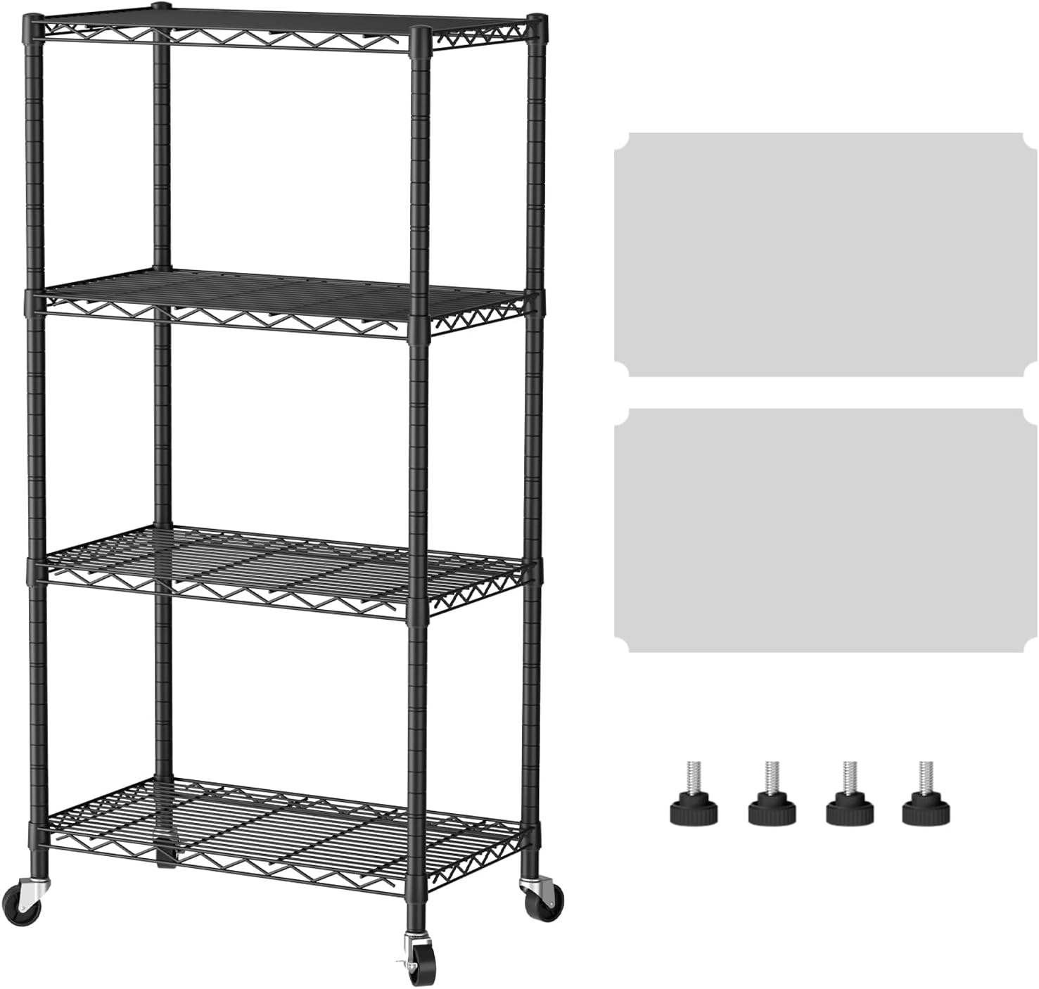 5 Shelves Storage Wire Shelf Closet Metal Shelving Pantry Wheels, Shelf Bathroom Organizers Metal Kitchen Garage Shelving Unit Laundry Room