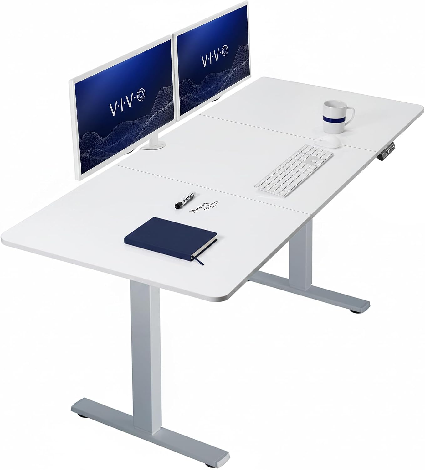 VIVO Electric 63 x 32 in Standing Desk, Memory Height Adjustment, 1B Series, Holds 220 lbs, Dark Walnut Top Black Frame, DESK-KIT-1B1D