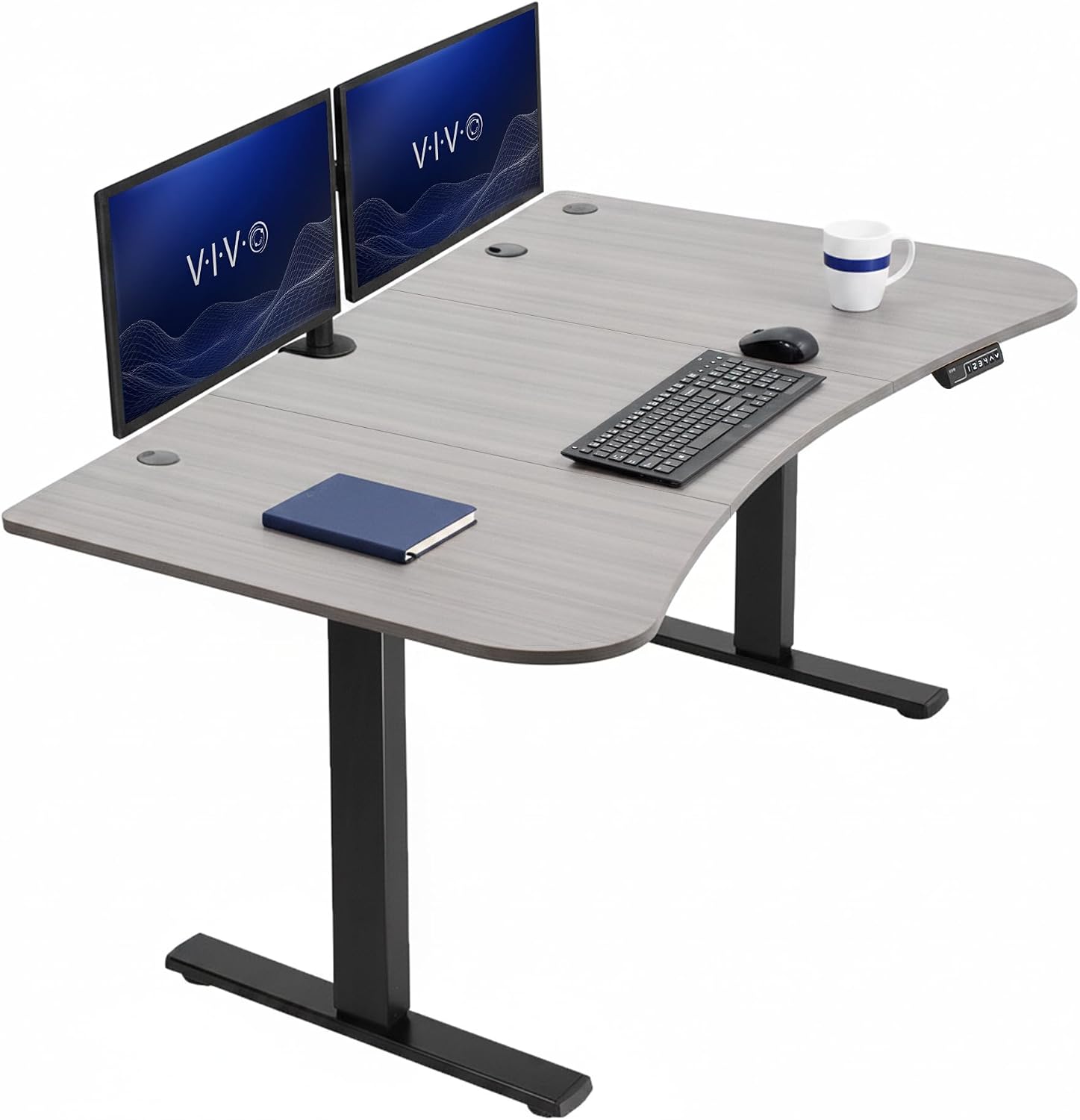 VIVO Electric 63 x 32 in Standing Desk, Memory Height Adjustment, 1B Series, Holds 220 lbs, Dark Walnut Top Black Frame, DESK-KIT-1B1D