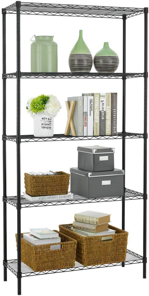 BestOffice, 4-Tier Wire Storage Shelves, 36x14x54, Chrome, with Adjustable Racks, Heavy-Duty Metal Shelf, Holds Up to 1000 lbs, No-Tool Assembly