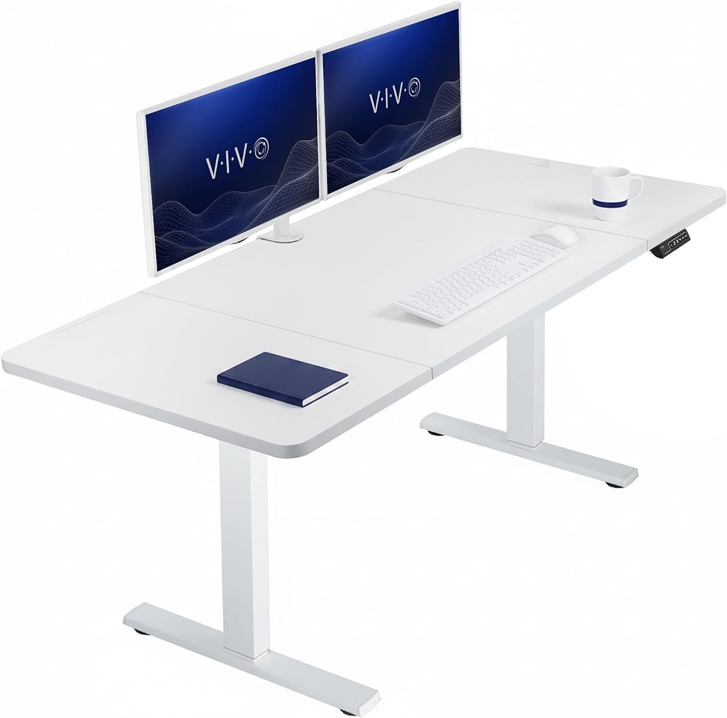 VIVO Electric 63 x 32 in Standing Desk, Memory Height Adjustment, 1B Series, Holds 220 lbs, Dark Walnut Top Black Frame, DESK-KIT-1B1D