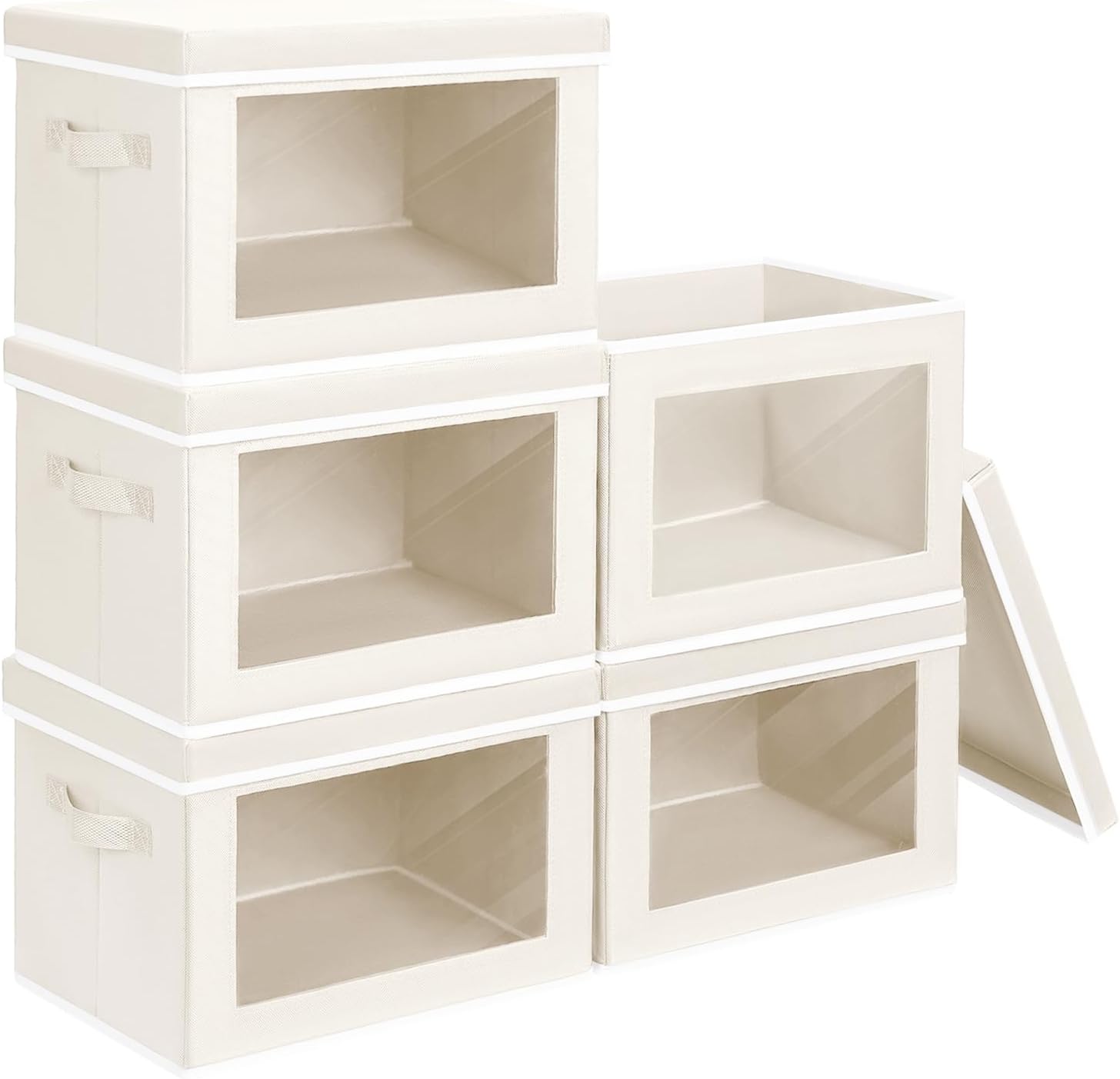 Homsorout Storage Bins with Lids - Large Decorative Basket with Lids, Fabric Foldable Closet Organizer Bins, Stackable Shelf Organizer for Living Room