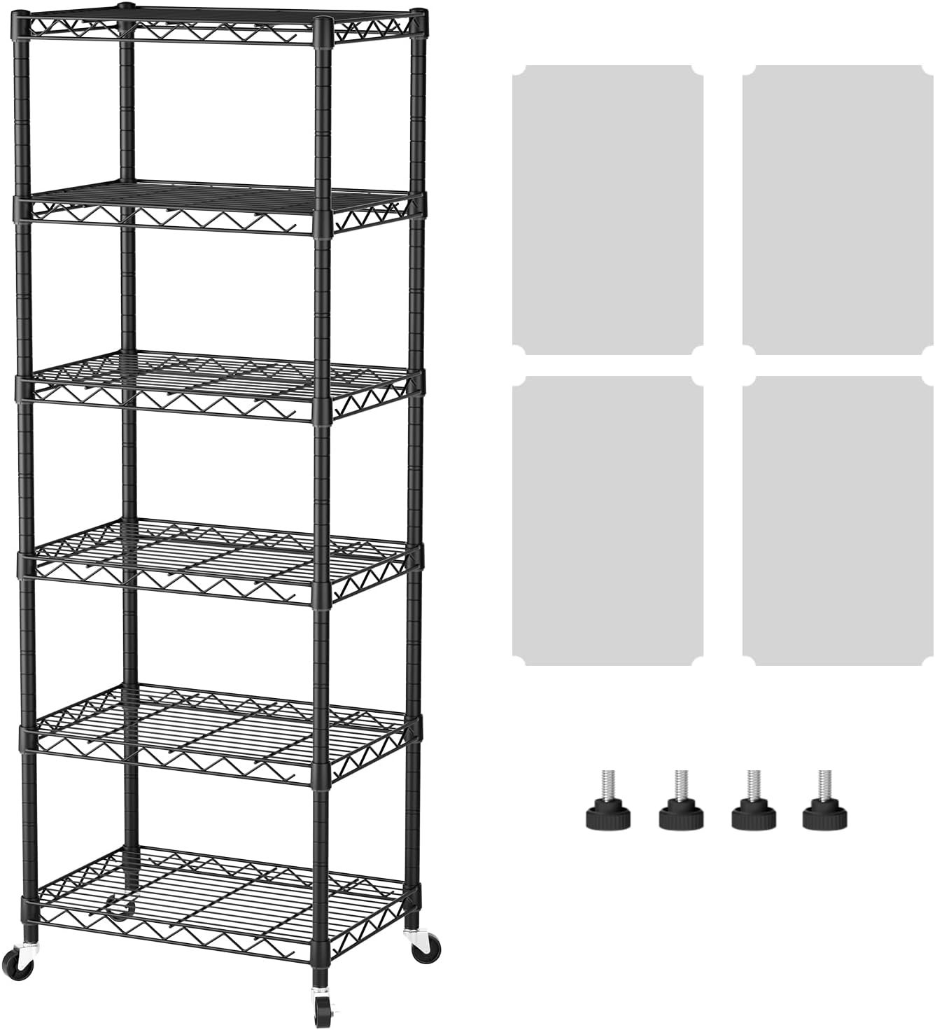5 Shelves Storage Wire Shelf Closet Metal Shelving Pantry Wheels, Shelf Bathroom Organizers Metal Kitchen Garage Shelving Unit Laundry Room