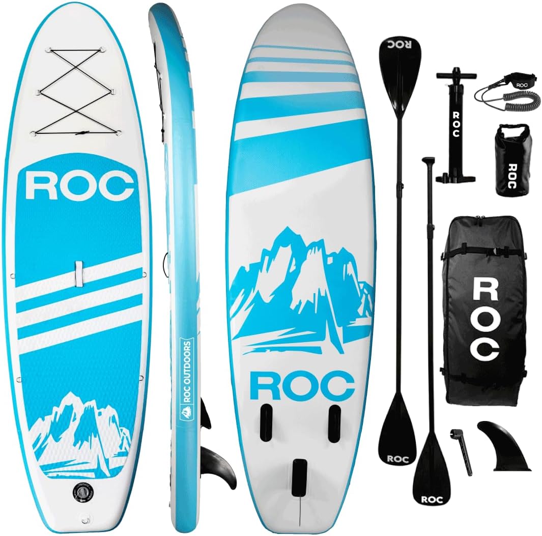 Roc Inflatable Stand Up Paddle Board 10' 6" with Premium SUP Paddle Board Accessories, Wide Stable Design, Non-Slip Comfort Deck for Youth and Adults