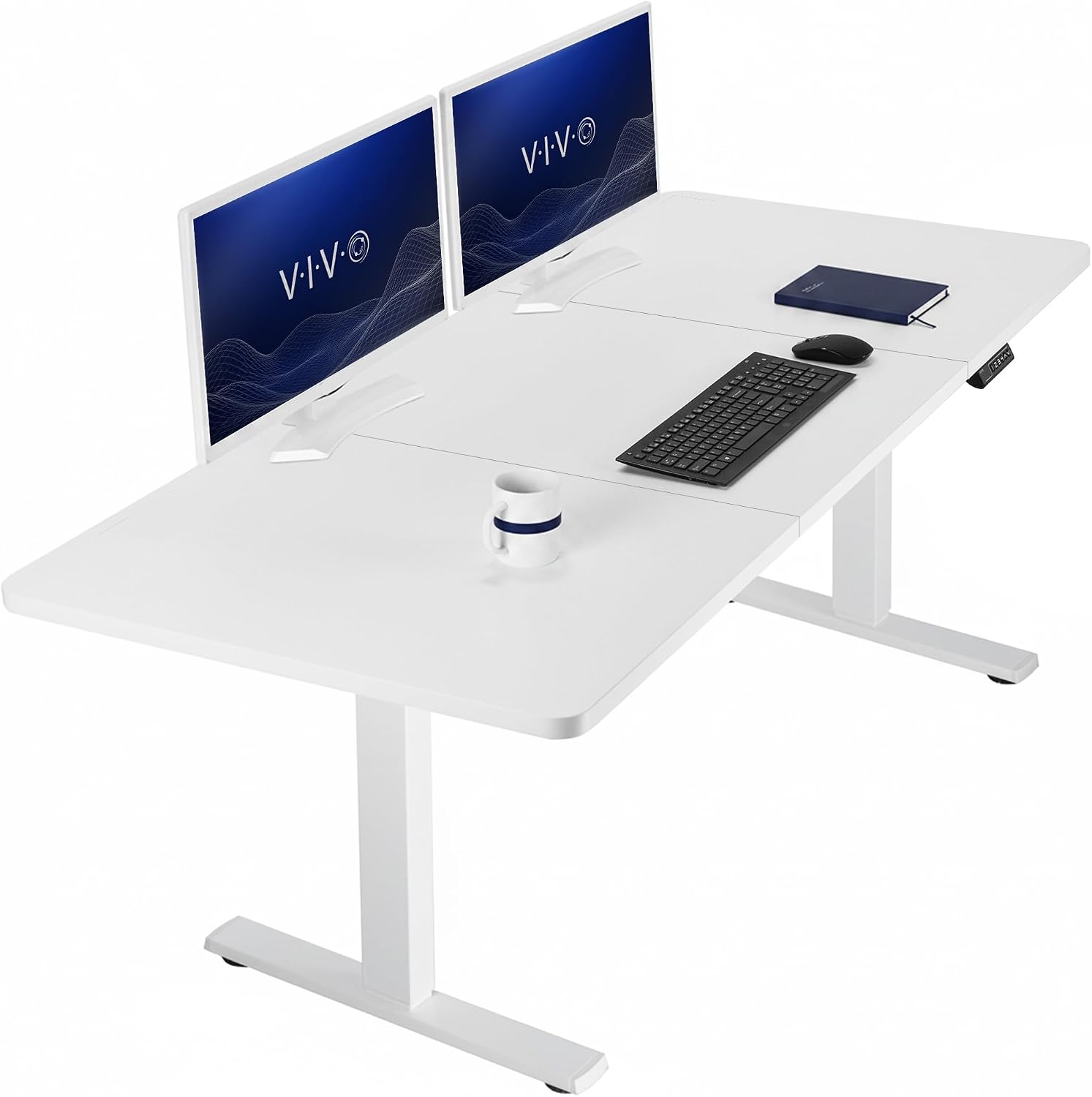 VIVO Electric 63 x 32 in Standing Desk, Memory Height Adjustment, 1B Series, Holds 220 lbs, Dark Walnut Top Black Frame, DESK-KIT-1B1D
