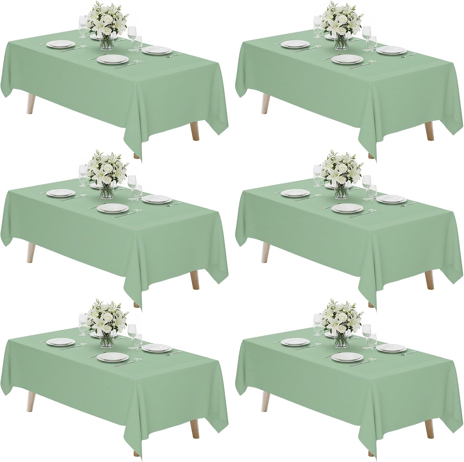 Fixwal 120 Inch Black Round Tablecloth, 6 Pack Round Table Cloth Polyester Fabric Washable Table Covers for New Year Decorations, Party, Banquet