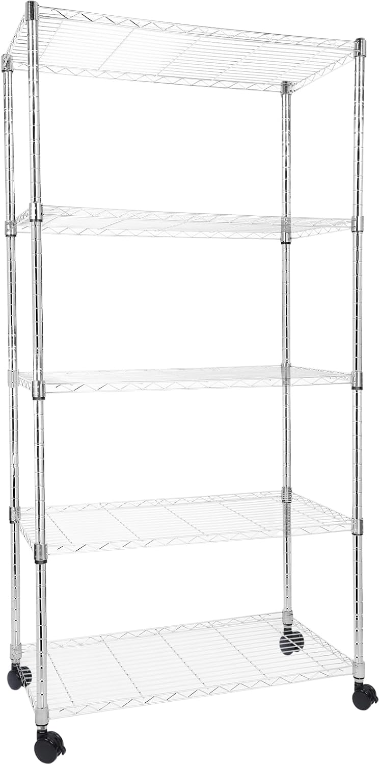 Whitmor 3-Wire Shelving Unit, Metal Storage Shelves, Easy Assembly Home Organizer for Pantry, Kitchen, Garage, Plant