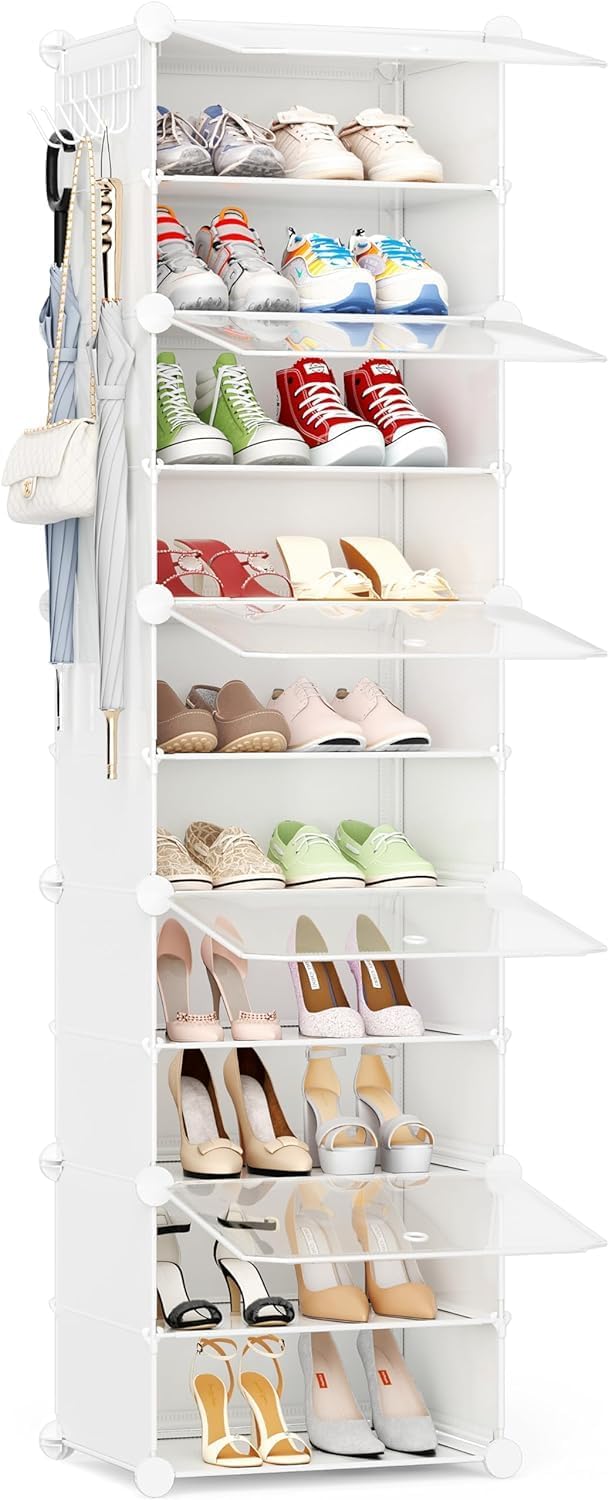 Shoe Storage, 24 Pairs Rack Organizer for Closet Cabinet with Door Shelves Closet, Entryway, Hallway, Bedroom
