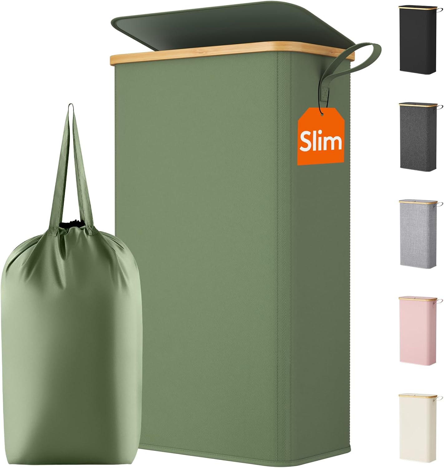 Lifewit 150L Double Laundry Hamper with Lid, Large Laundry Basket with Removable Bag and Bamboo Handles