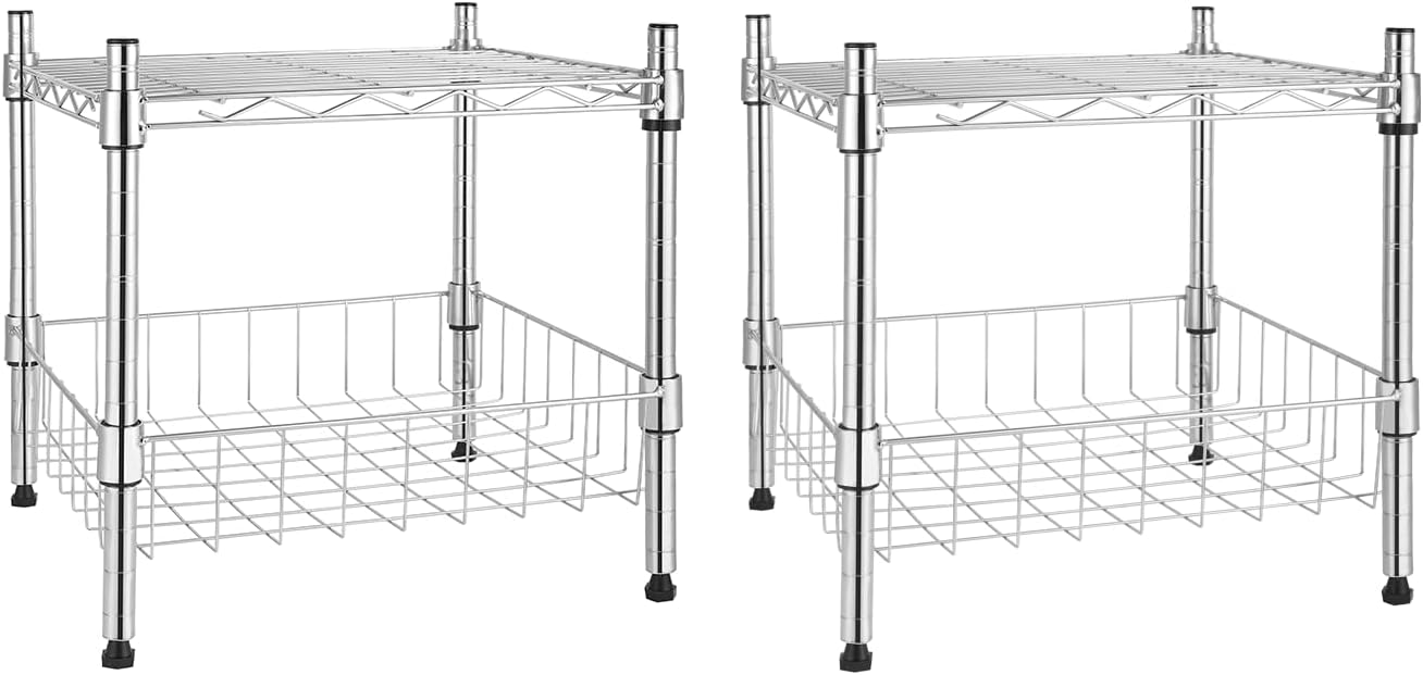 YSSOA Heavy Duty 3-Tier Storage Shelves 750Lb Capacity, 24.02" D x 13.78" W x 21.97" H Shelving Unit for Pantry, Garage, Laundry and Kitchen, Chrome