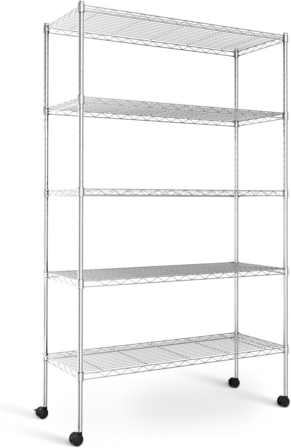 Simple Deluxe Heavy Duty 3-Shelf Shelving Unit with Wheels, Adjustable Steel Wire Shelving