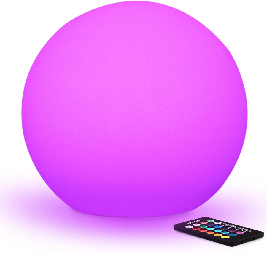 14-inch LED Ball Light, Cordless Rechargeable Globe Lamp with Remote, 16 RGB Color Changing Dimmable Mood Lamp