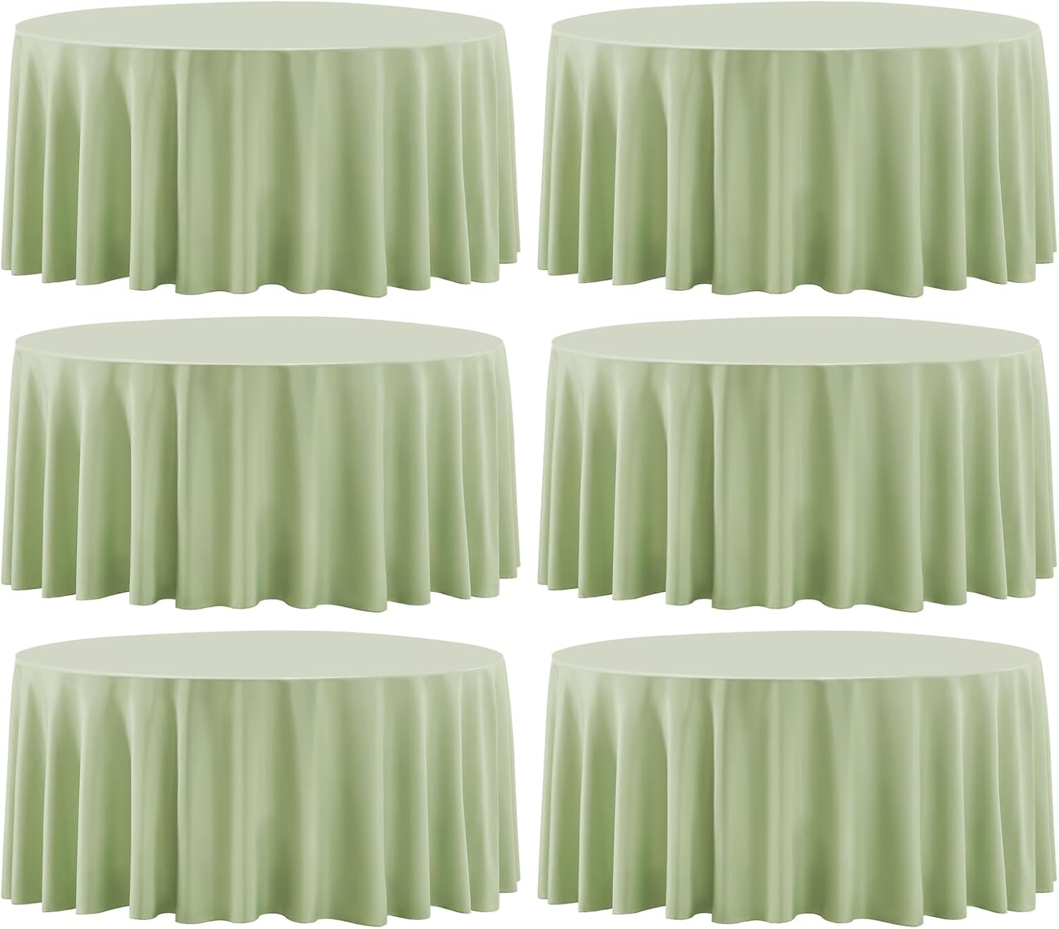 Aocoz Round Tablecloth 120 Inch 6 Pack White Tablecloths Washable Decorative Linen Polyester Table Clothes Cover for Dining Table Banquets Buffet