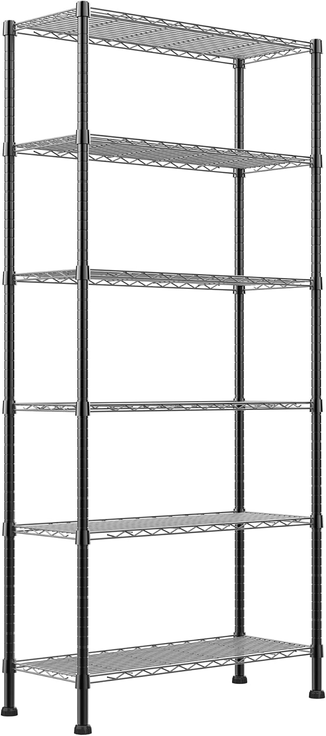 6 Wire Shelving Steel Storage Rack Adjustable Unit Shelves for Laundry Bathroom Kitchen Pantry Closet(Silver, 11.7" D x 16.8" W x 63" H)