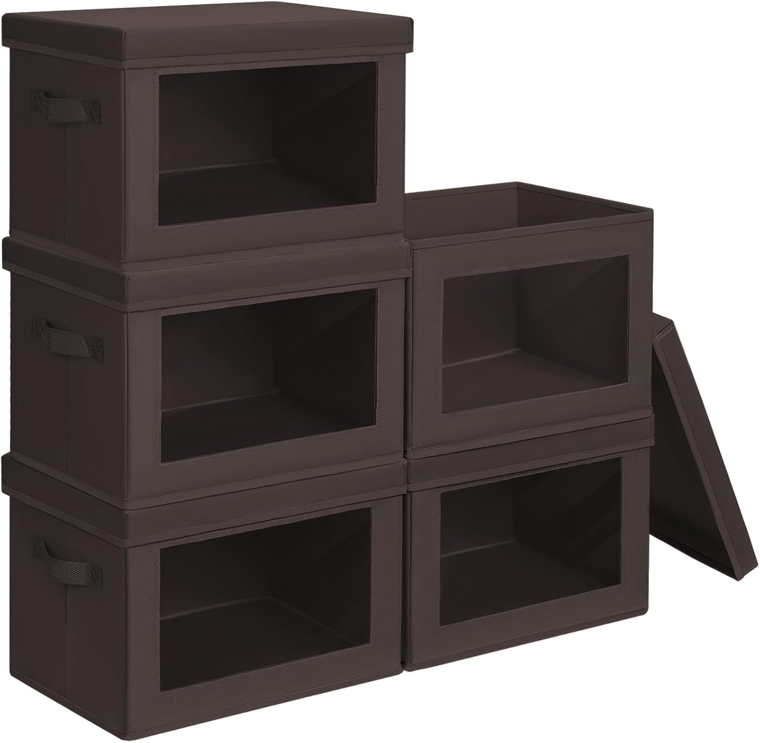 Homsorout Storage Bins with Lids - Large Decorative Basket with Lids, Fabric Foldable Closet Organizer Bins, Stackable Shelf Organizer for Living Room