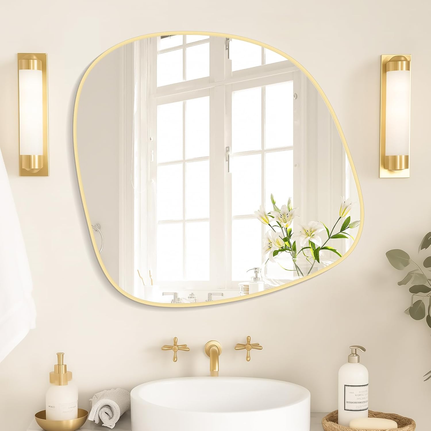 WallBeyond Asymmetrical Mirror, Irregular Mirror Full Length, Boho Wall Mirrors Decorative for Bedroom Living Room Entryway Hall