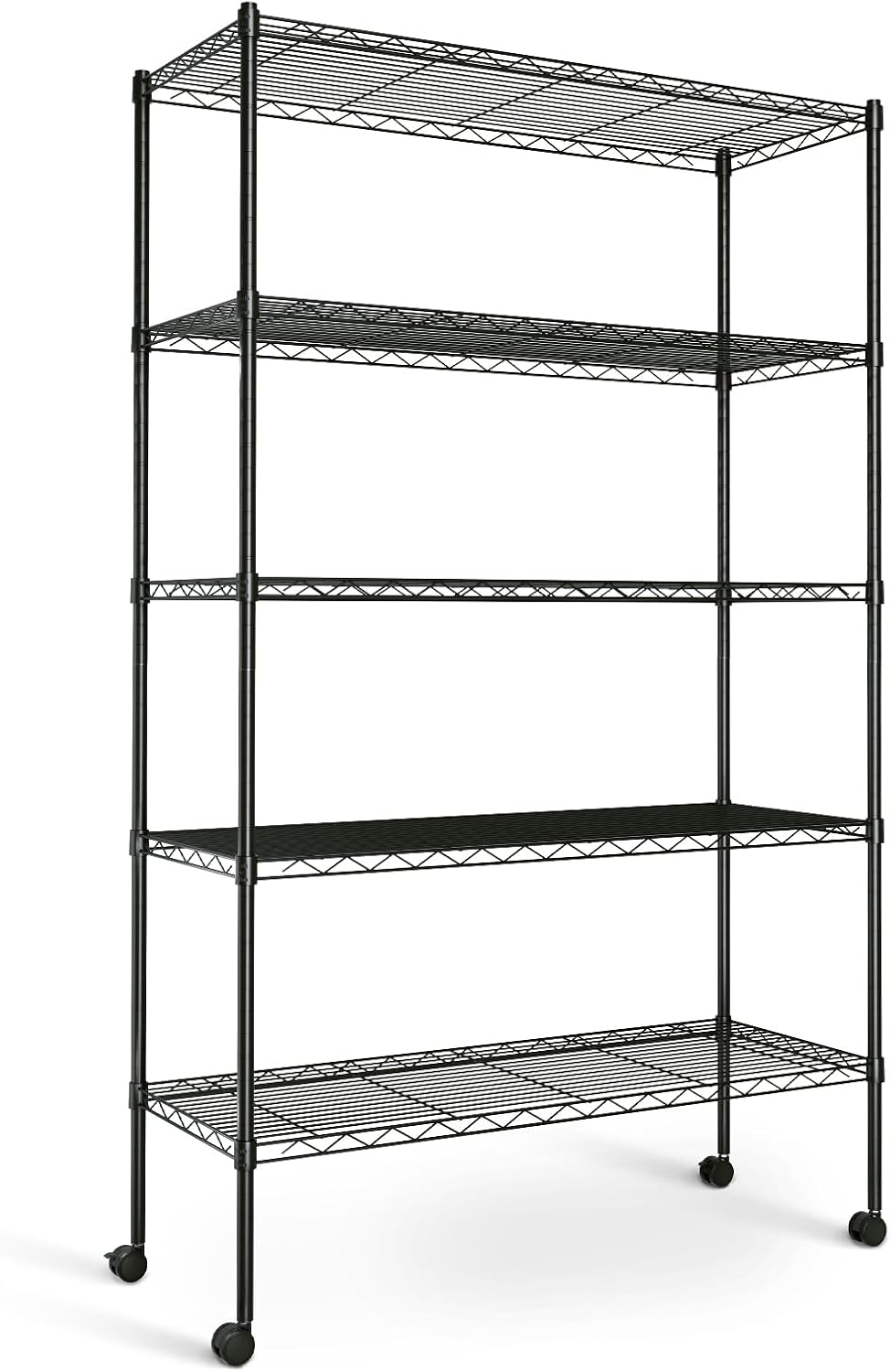 Simple Deluxe Heavy Duty 3-Shelf Shelving Unit with Wheels, Adjustable Steel Wire Shelving