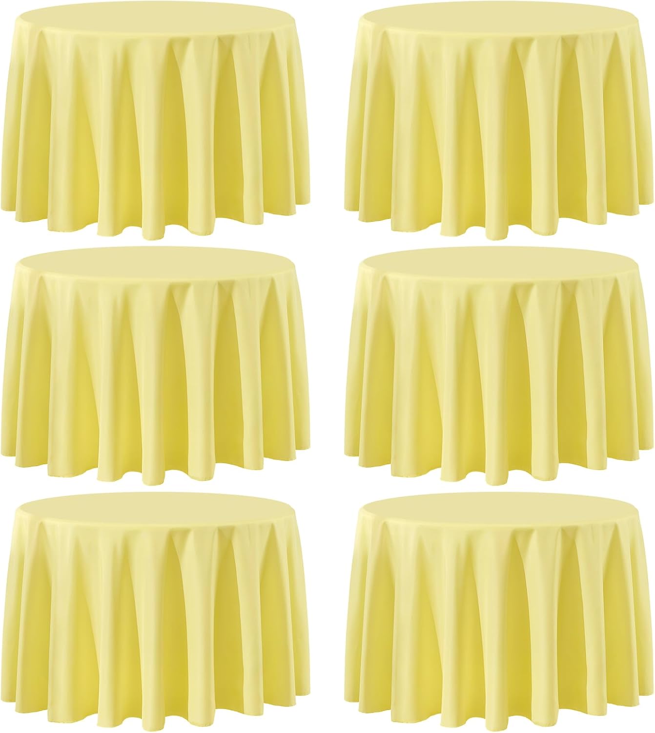 Aocoz Round Tablecloth 120 Inch 6 Pack White Tablecloths Washable Decorative Linen Polyester Table Clothes Cover for Dining Table Banquets Buffet
