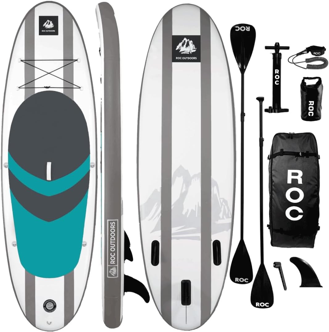Roc Inflatable Stand Up Paddle Board 10' 6" with Premium SUP Paddle Board Accessories, Wide Stable Design, Non-Slip Comfort Deck for Youth and Adults