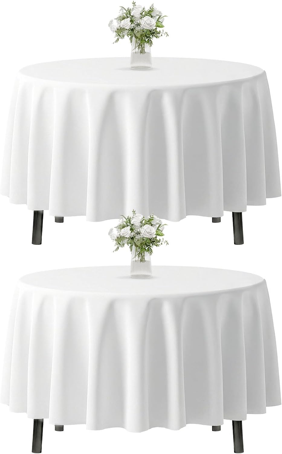 Fixwal 120 Inch Black Round Tablecloth, 6 Pack Round Table Cloth Polyester Fabric Washable Table Covers for New Year Decorations, Party, Banquet