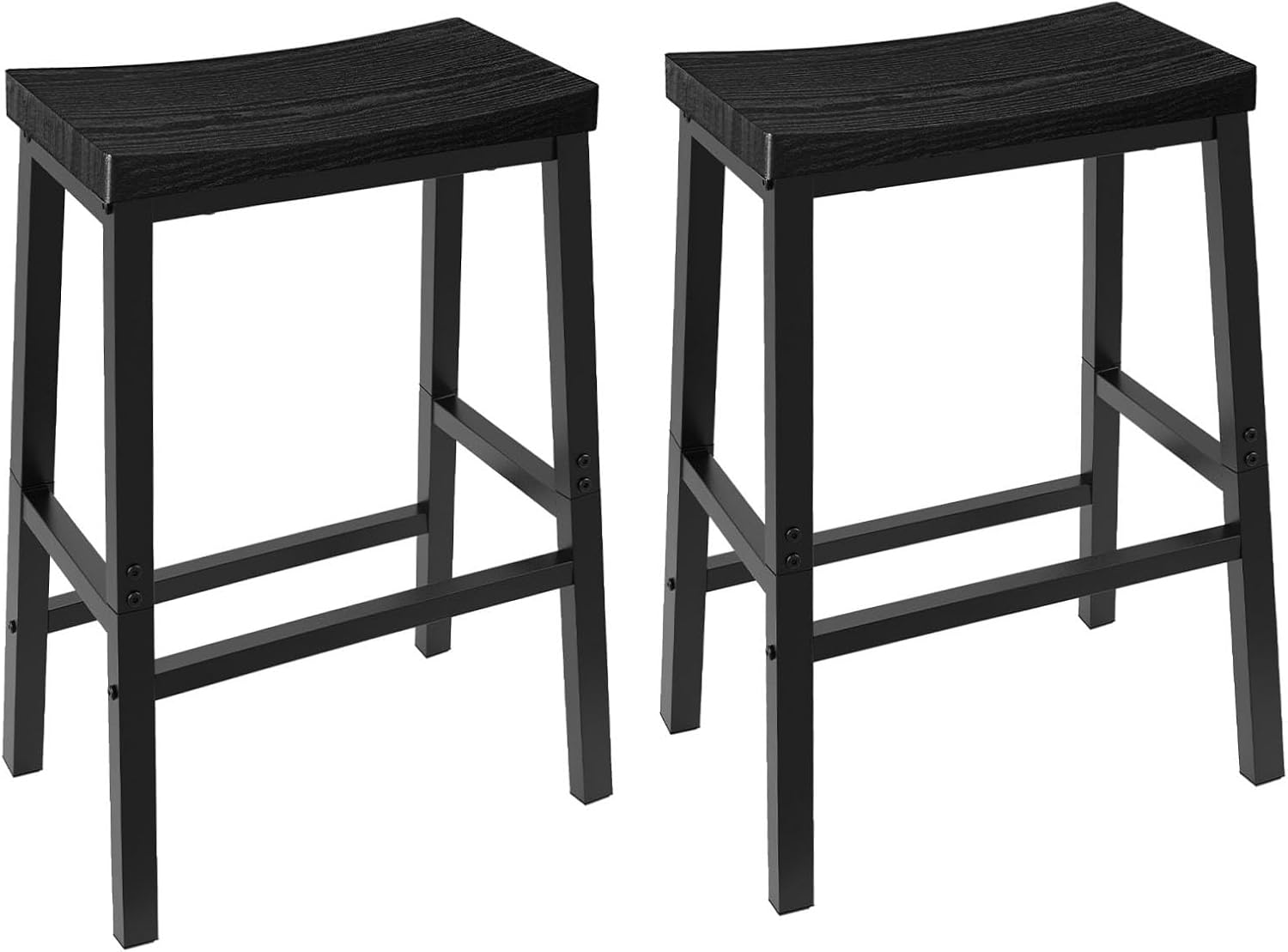 HOOBRO Bar Stools, Set of 2 Bar Chairs, 23.6 Inch Saddle Stools, Kitchen Counter Seat with Footrests, Industrial Barstools for Dining Room, Kitchen