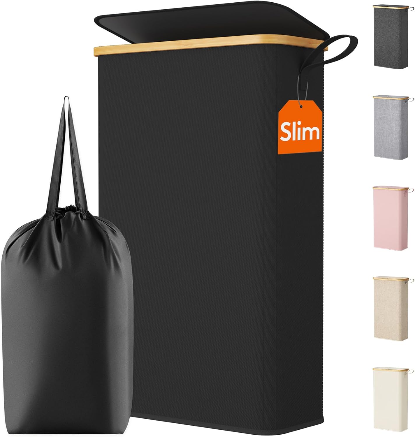 Lifewit 150L Double Laundry Hamper with Lid, Large Laundry Basket with Removable Bag and Bamboo Handles