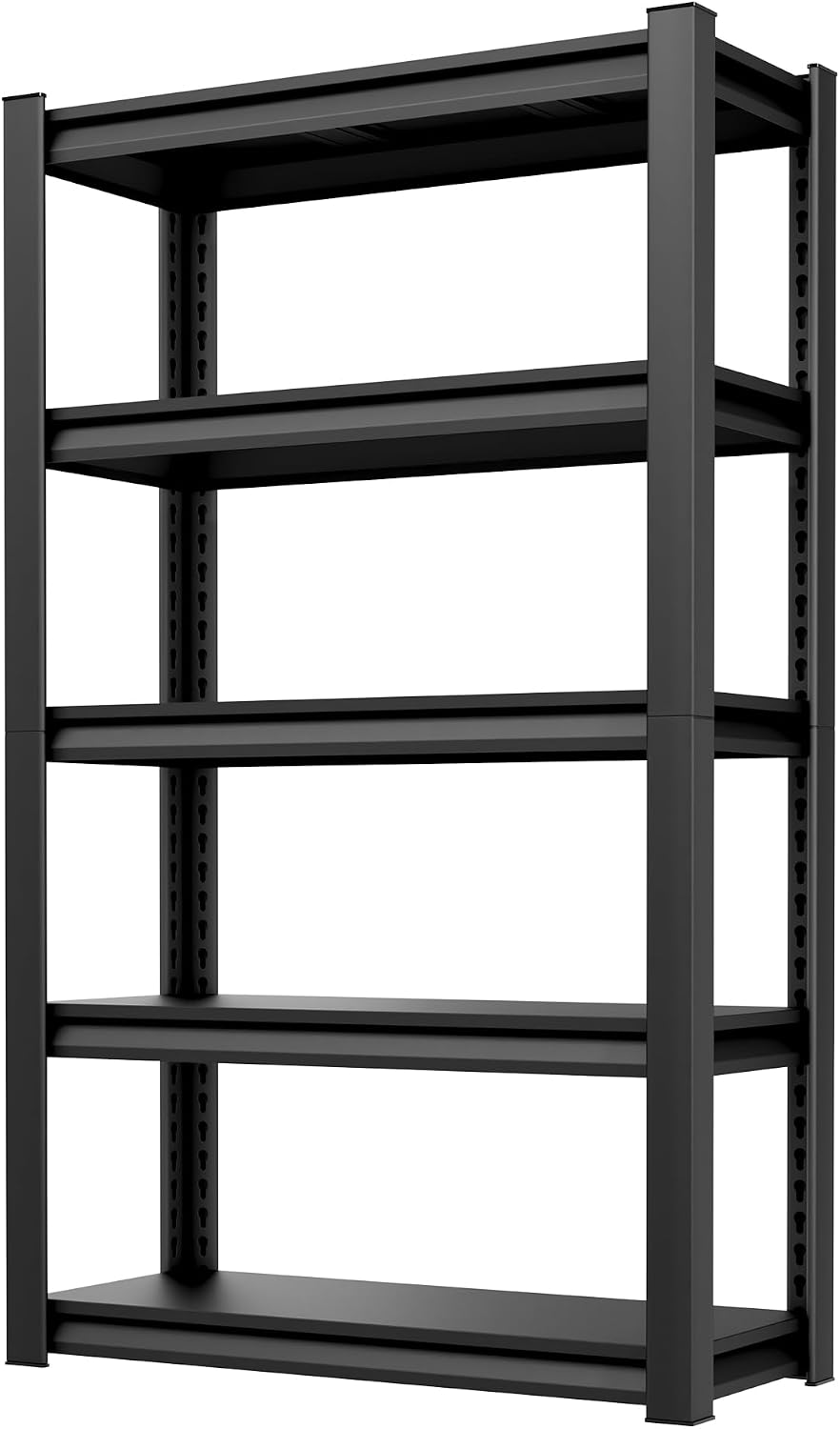 Metal Garage Storage Shelving Unit, 5-Tier Heavy Duty Adjustable Utility Shelves, Industrial Steel Shelving for Garage, Warehouse