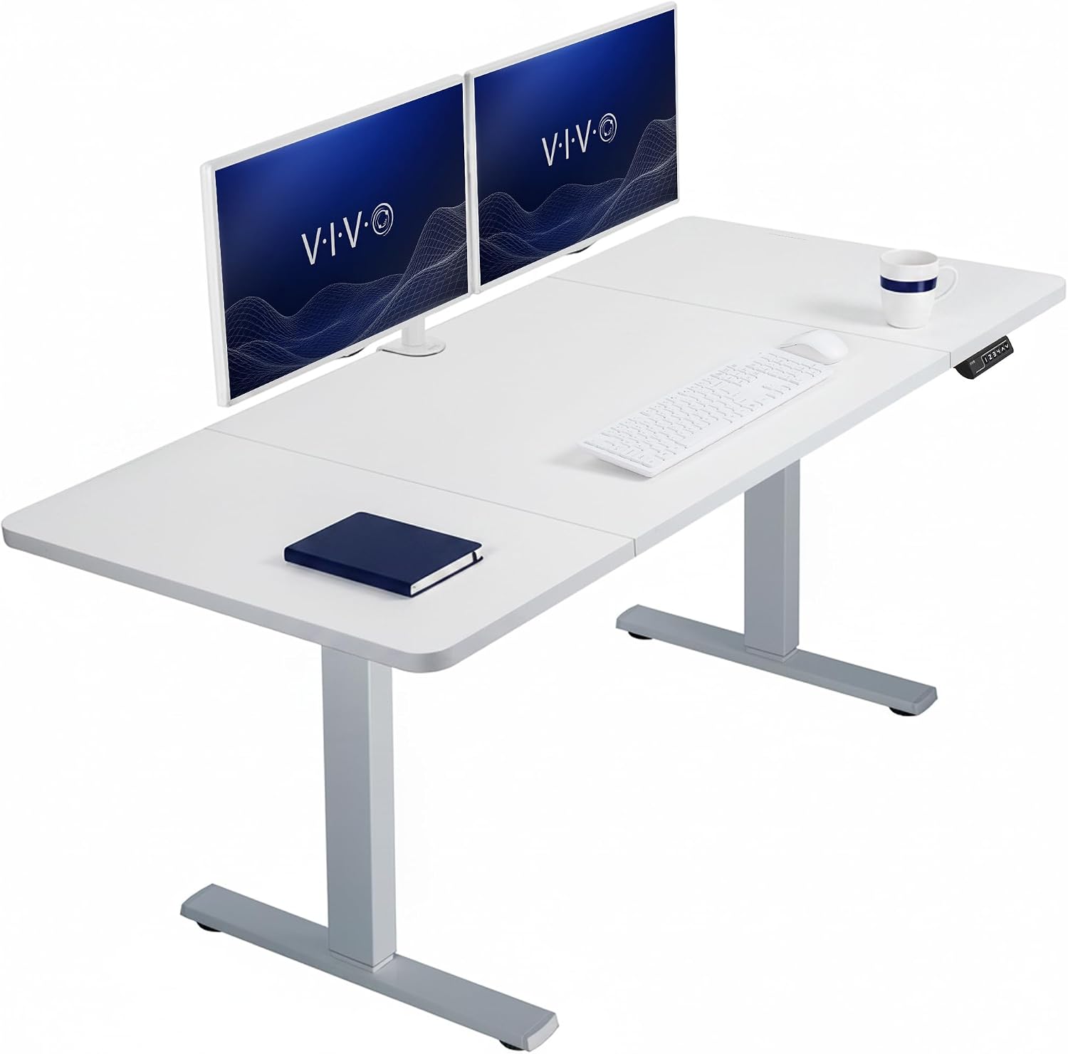 VIVO Electric 63 x 32 in Standing Desk, Memory Height Adjustment, 1B Series, Holds 220 lbs, Dark Walnut Top Black Frame, DESK-KIT-1B1D