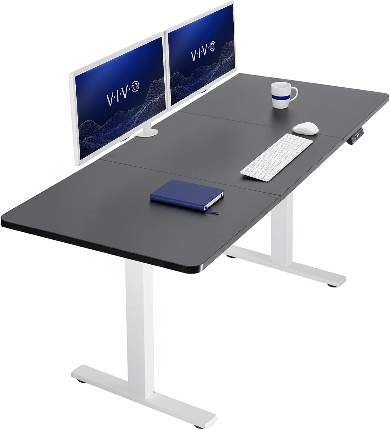 VIVO Electric 63 x 32 in Standing Desk, Memory Height Adjustment, 1B Series, Holds 220 lbs, Dark Walnut Top Black Frame, DESK-KIT-1B1D