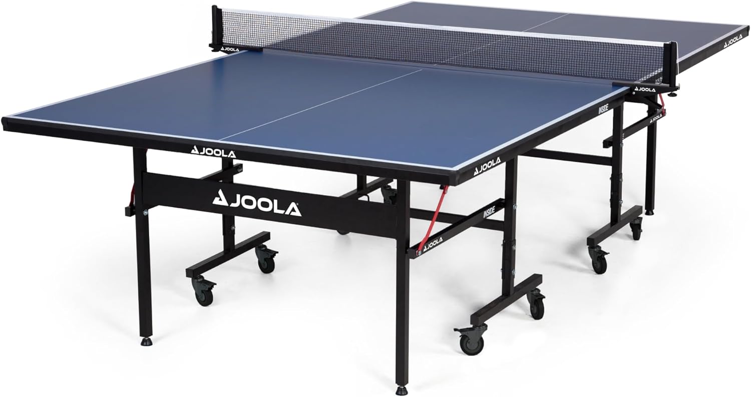 JOOLA Inside Professional MDF Indoor Ping Pong Table with Quick Clamp Table Tennis Net and Post Set - 10 Minute Easy Assembly - Tournament Quality