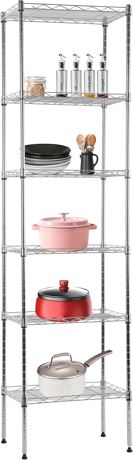 BestOffice, 4-Tier Wire Storage Shelves, 36x14x54, Chrome, with Adjustable Racks, Heavy-Duty Metal Shelf, Holds Up to 1000 lbs, No-Tool Assembly