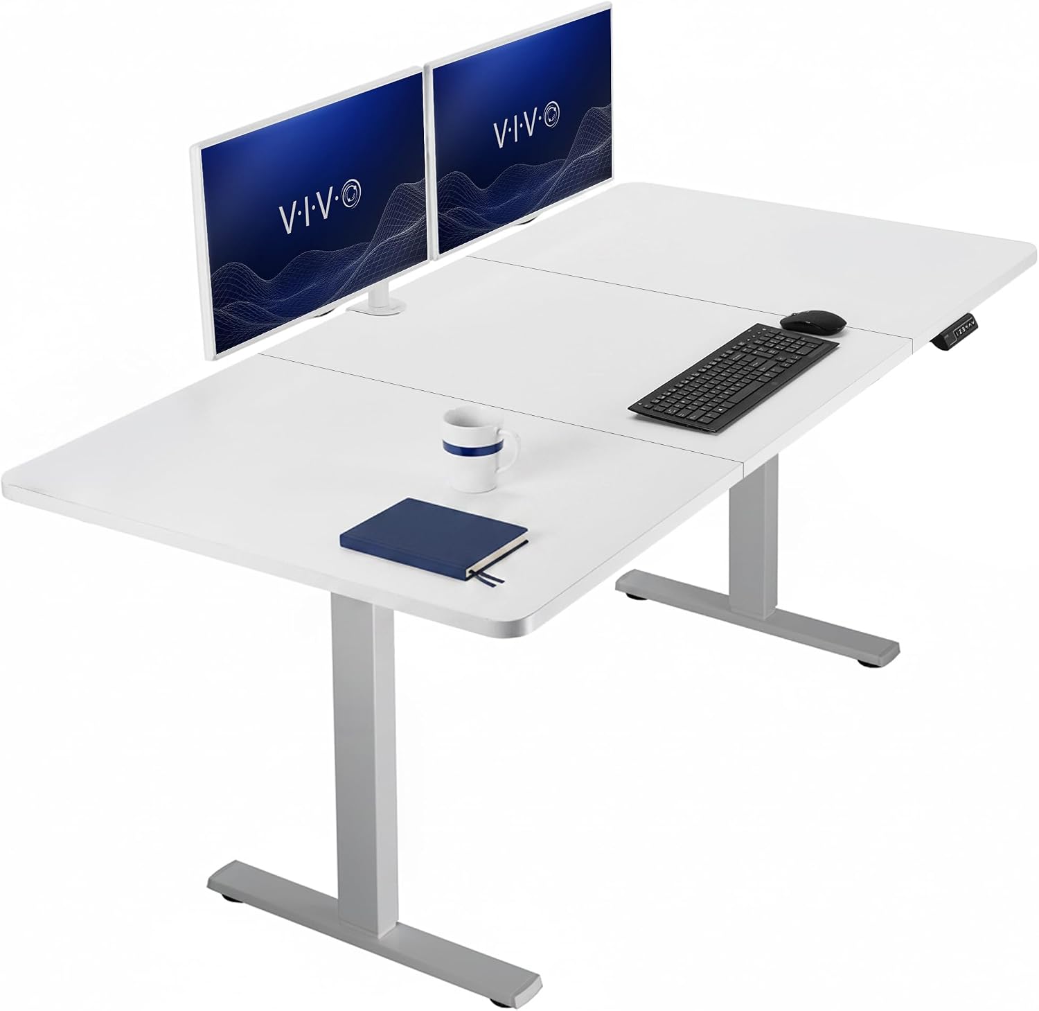 VIVO Electric 63 x 32 in Standing Desk, Memory Height Adjustment, 1B Series, Holds 220 lbs, Dark Walnut Top Black Frame, DESK-KIT-1B1D