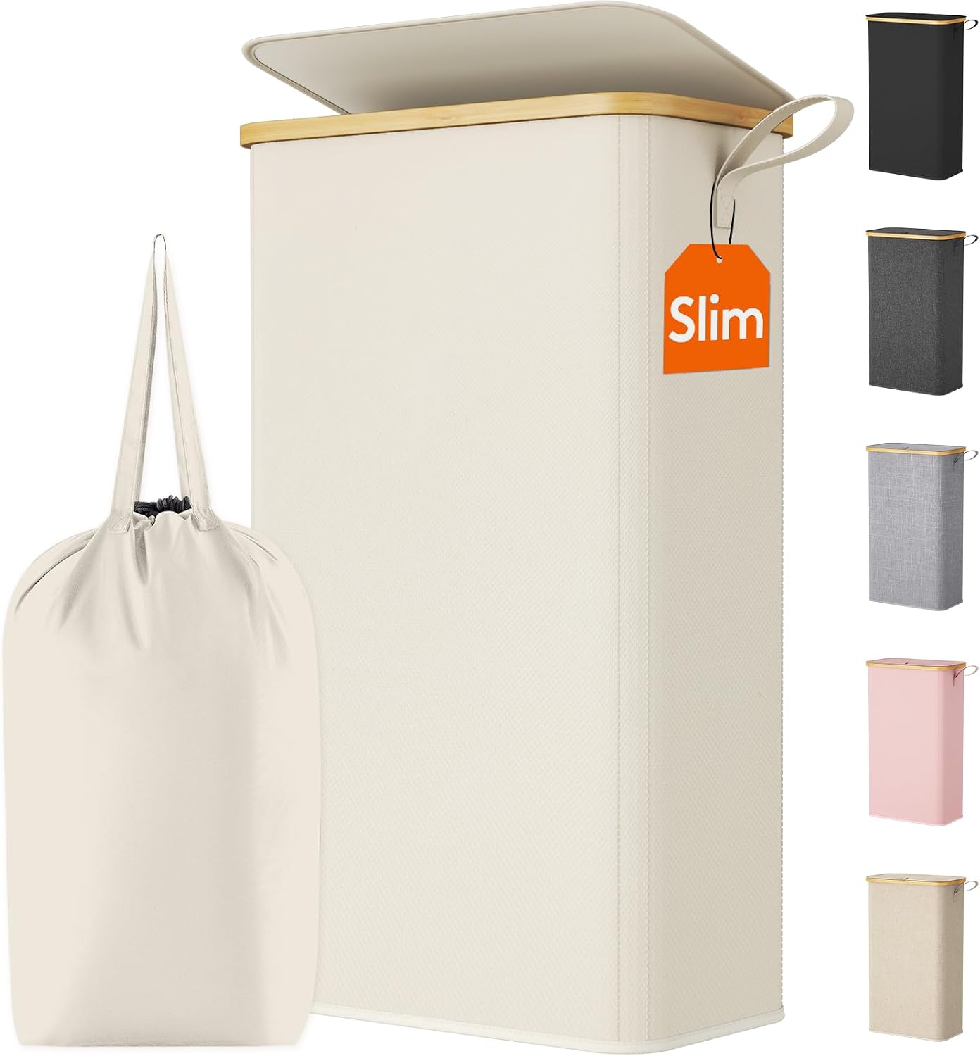 Lifewit 150L Double Laundry Hamper with Lid, Large Laundry Basket with Removable Bag and Bamboo Handles
