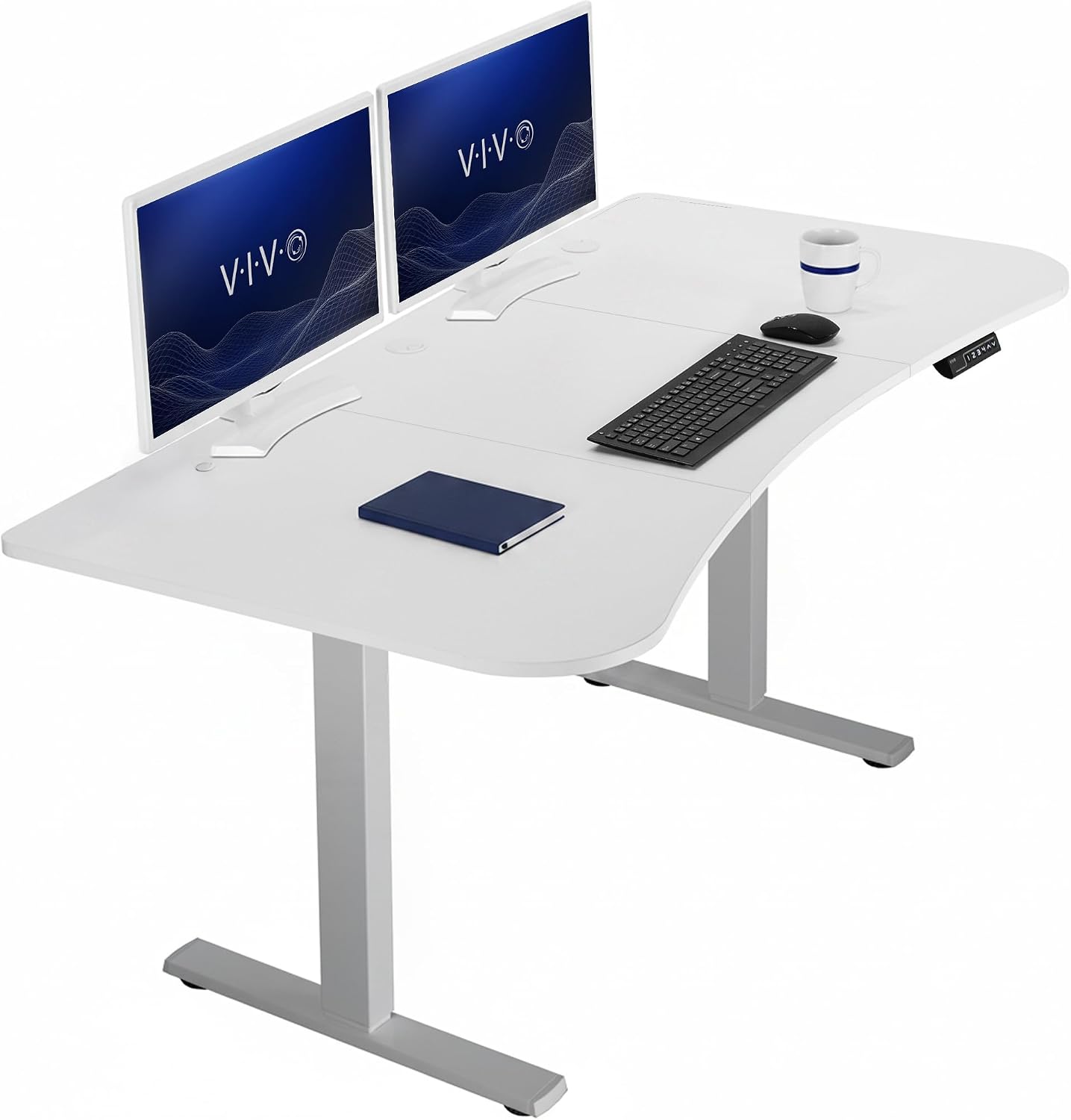 VIVO Electric 63 x 32 in Standing Desk, Memory Height Adjustment, 1B Series, Holds 220 lbs, Dark Walnut Top Black Frame, DESK-KIT-1B1D
