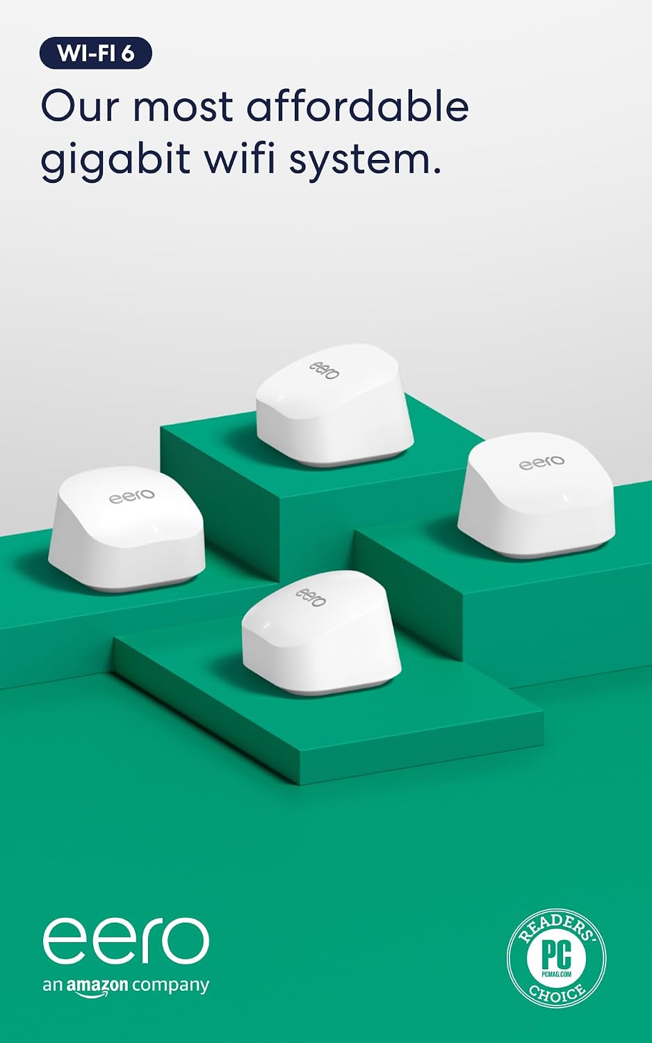 Amazon eero 6+ mesh wifi system - Supports internet plans up to a Gigabit, Coverage up to 4, 500 sq. ft, Connect 75+ devices, 3-pack