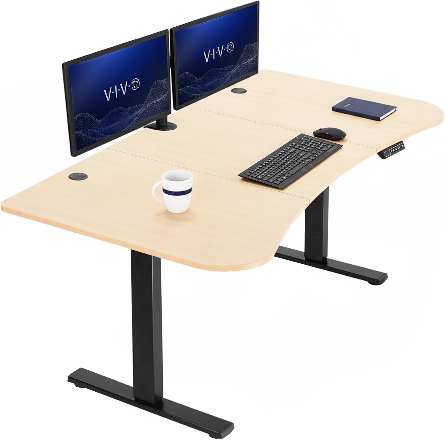 VIVO Electric 63 x 32 in Standing Desk, Memory Height Adjustment, 1B Series, Holds 220 lbs, Dark Walnut Top Black Frame, DESK-KIT-1B1D