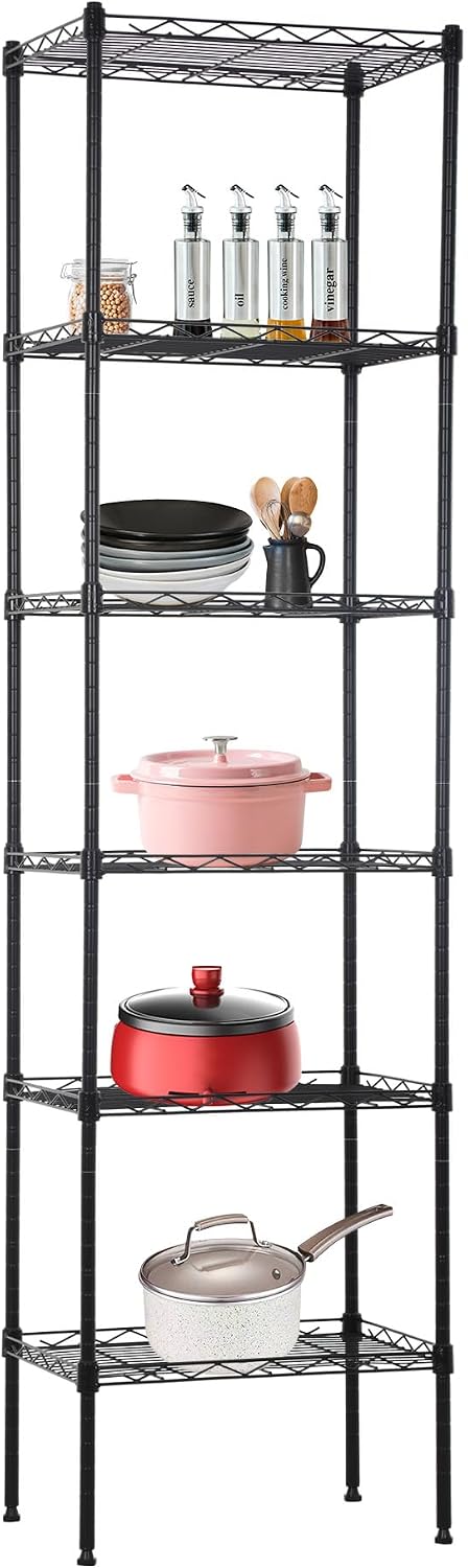 BestOffice, 4-Tier Wire Storage Shelves, 36x14x54, Black, with Adjustable Racks, Heavy-Duty Metal Shelf, Holds Up to 1000 lbs, No-Tool Assembly