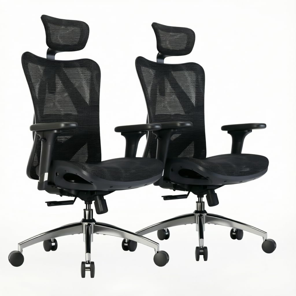 SIHOO M57 Ergonomic Mesh Office Chair, High Back Home Desk Chair with 3D Armrests, Lumbar Support and Adjustable Headrest, Comfortable Computer Chair