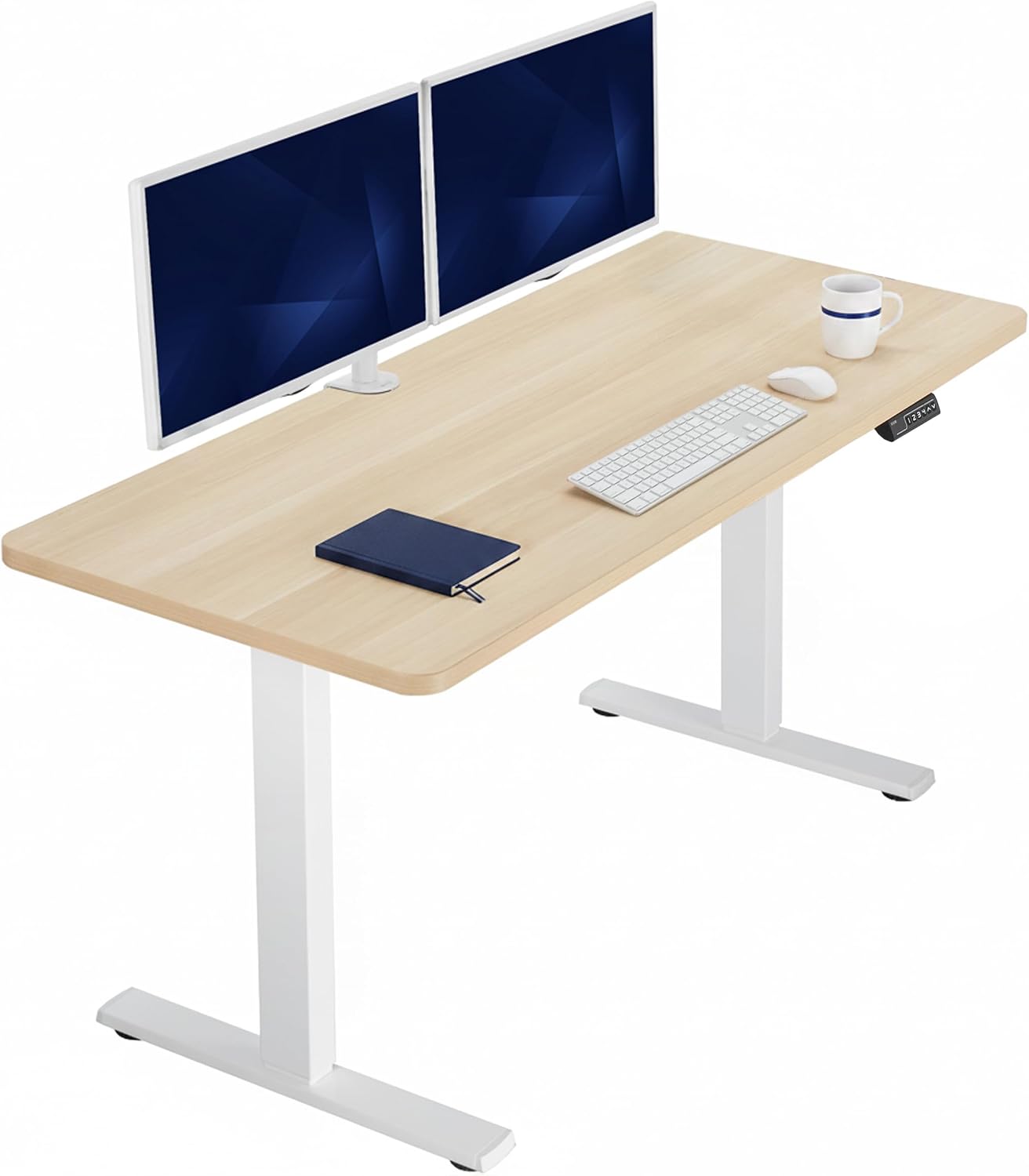 VIVO Electric 63 x 32 in Standing Desk, Memory Height Adjustment, 1B Series, Holds 220 lbs, Dark Walnut Top Black Frame, DESK-KIT-1B1D