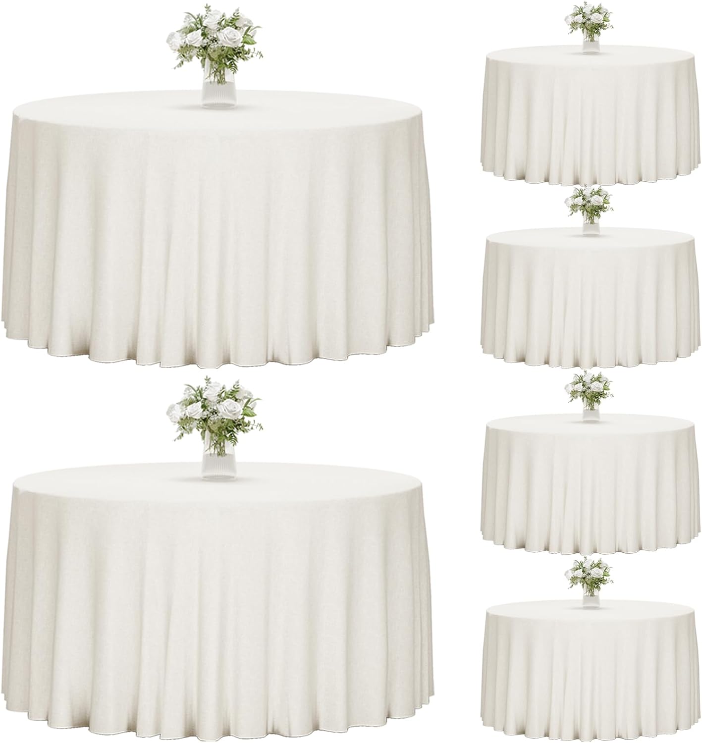 Fixwal 120 Inch Black Round Tablecloth, 6 Pack Round Table Cloth Polyester Fabric Washable Table Covers for New Year Decorations, Party, Banquet