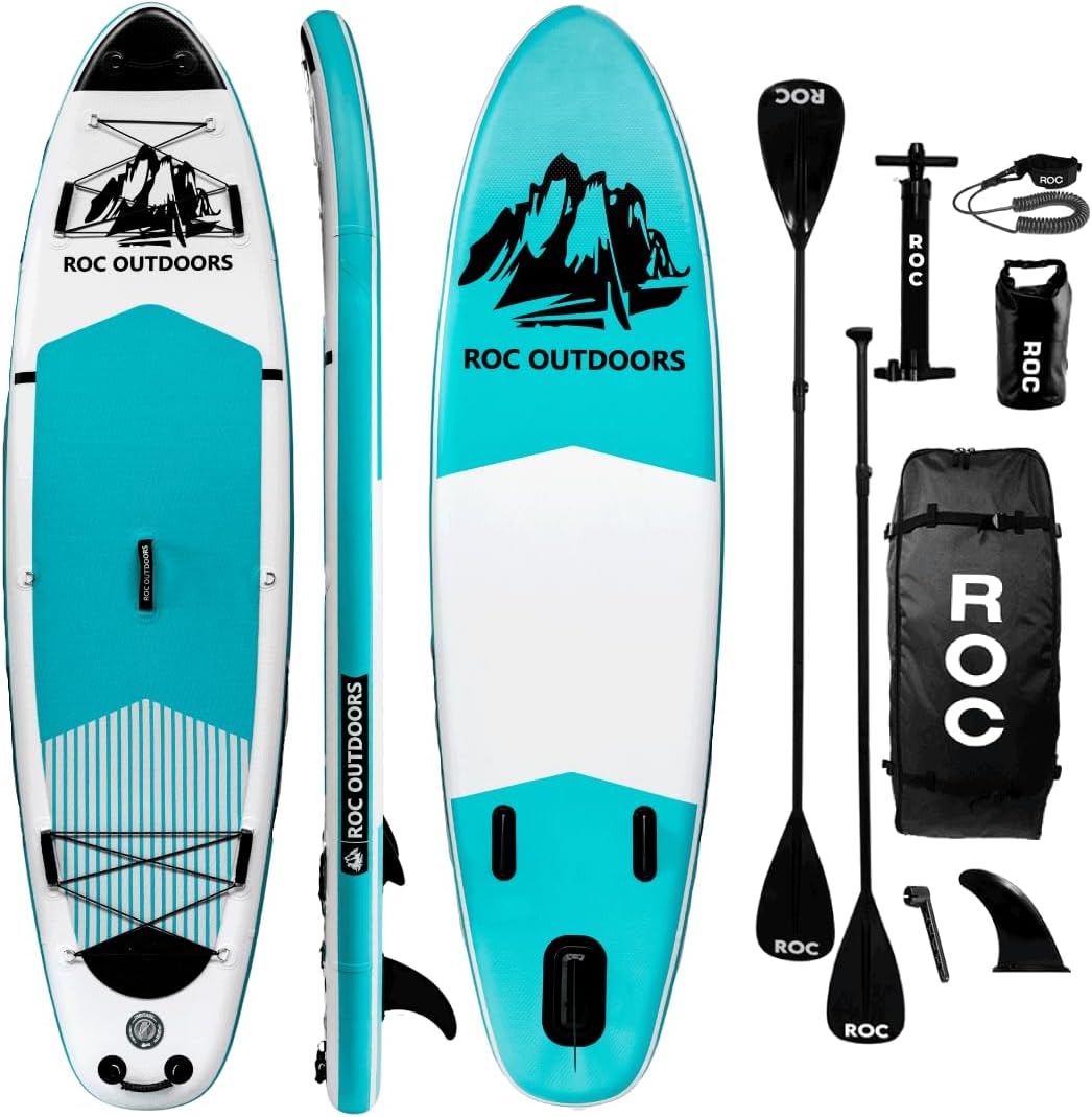 Roc Inflatable Stand Up Paddle Board 10' 6" with Premium SUP Paddle Board Accessories, Wide Stable Design, Non-Slip Comfort Deck for Youth and Adults