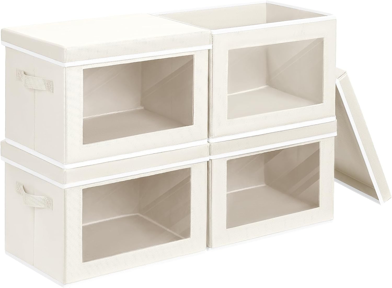 Homsorout Storage Bins with Lids - Large Decorative Basket with Lids, Fabric Foldable Closet Organizer Bins, Stackable Shelf Organizer for Living Room