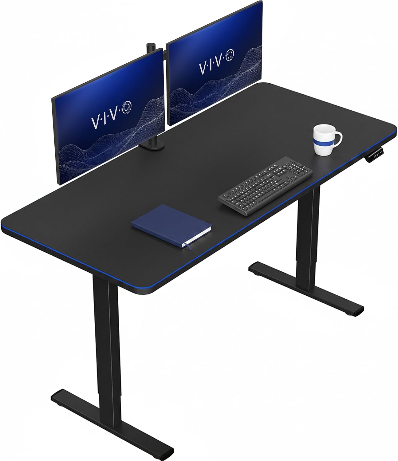 VIVO Electric 63 x 32 in Standing Desk, Memory Height Adjustment, 1B Series, Holds 220 lbs, Dark Walnut Top Black Frame, DESK-KIT-1B1D