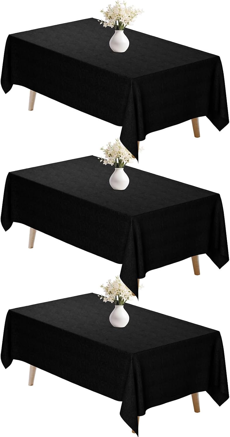 Fixwal 120 Inch Black Round Tablecloth, 6 Pack Round Table Cloth Polyester Fabric Washable Table Covers for New Year Decorations, Party, Banquet