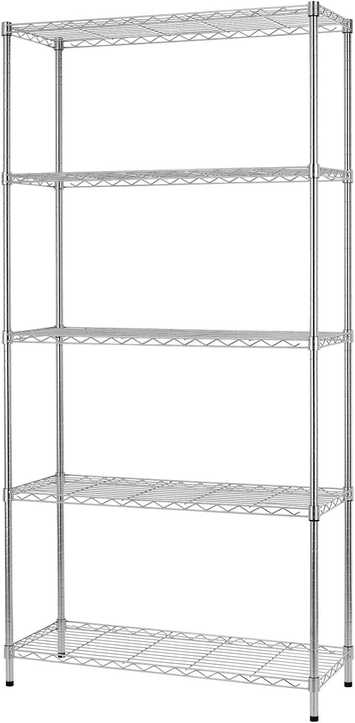 BestOffice, 4-Tier Wire Storage Shelves, 36x14x54, Black, with Adjustable Racks, Heavy-Duty Metal Shelf, Holds Up to 1000 lbs, No-Tool Assembly