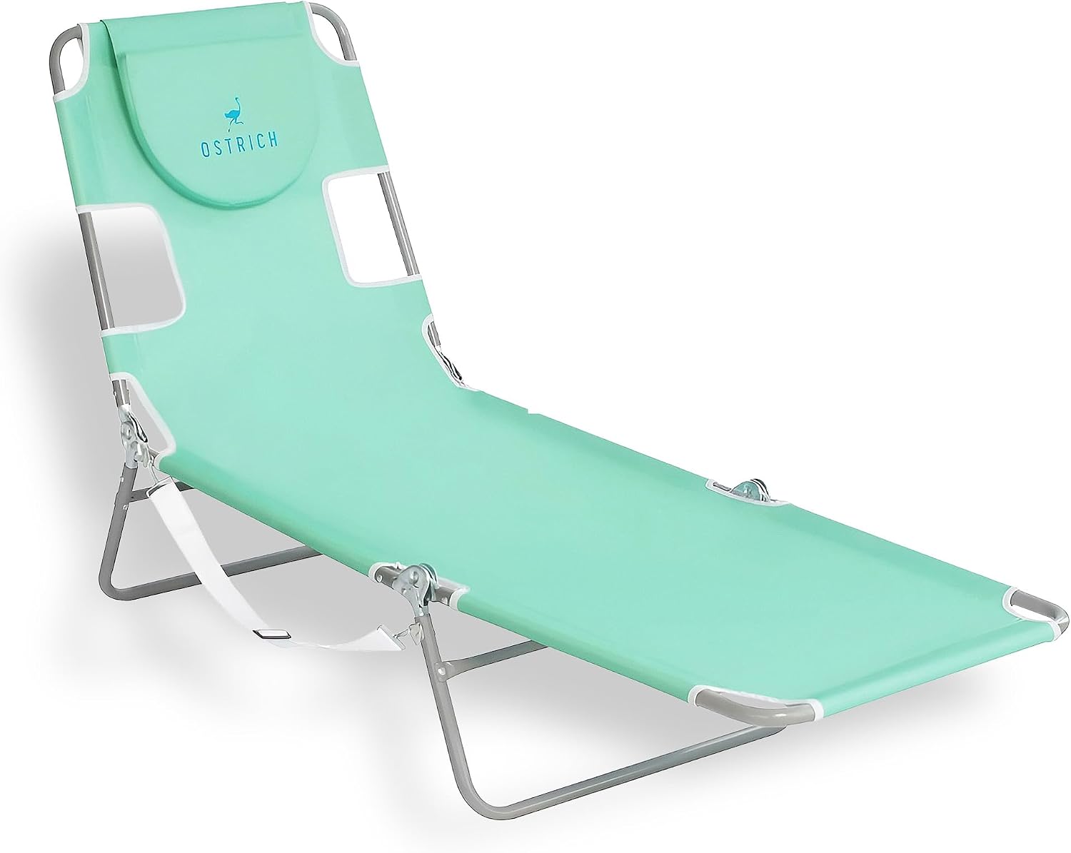 Ostrich the Original Chaise 72 x 22 Inch Lounge Portable Reclining Lounger, Outdoor Patio, Beach, Lawn, Camping, or Pool Tanning Chair, Ocean Blue
