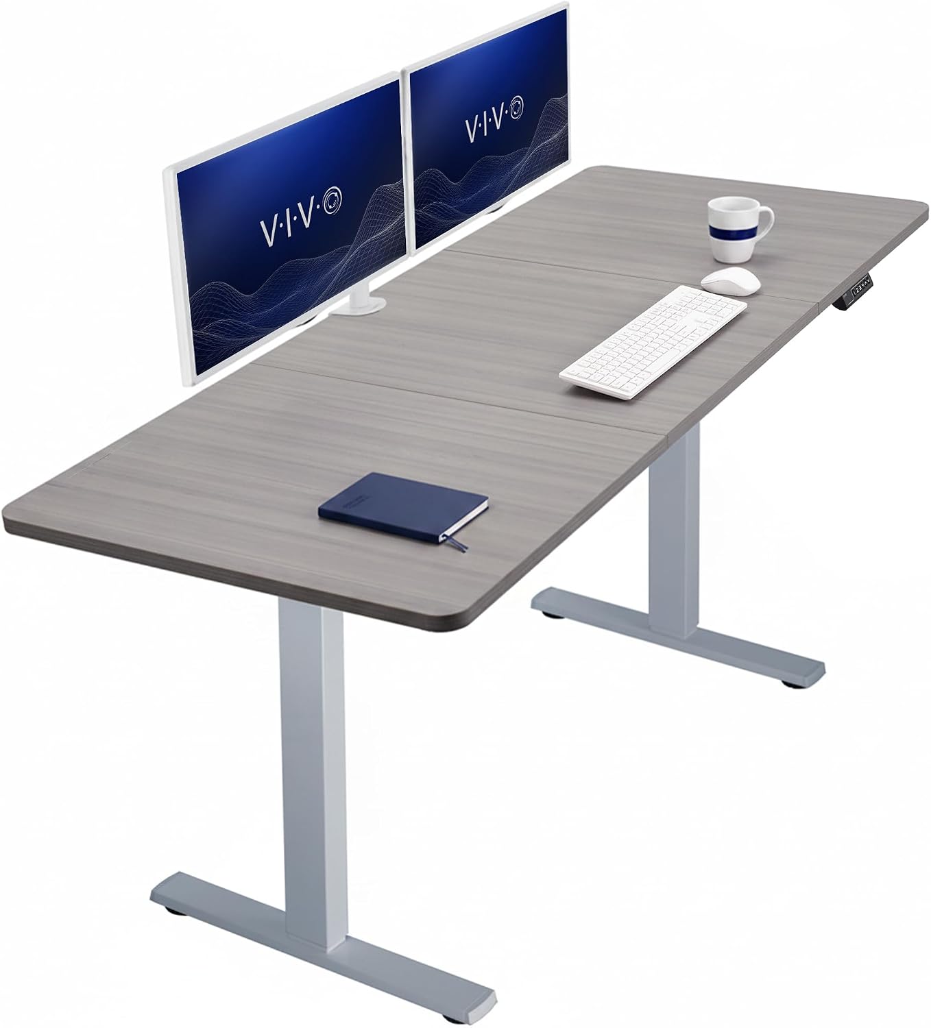 VIVO Electric 63 x 32 in Standing Desk, Memory Height Adjustment, 1B Series, Holds 220 lbs, Dark Walnut Top Black Frame, DESK-KIT-1B1D